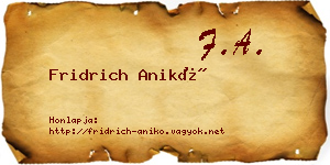 Fridrich Anikó névjegykártya
